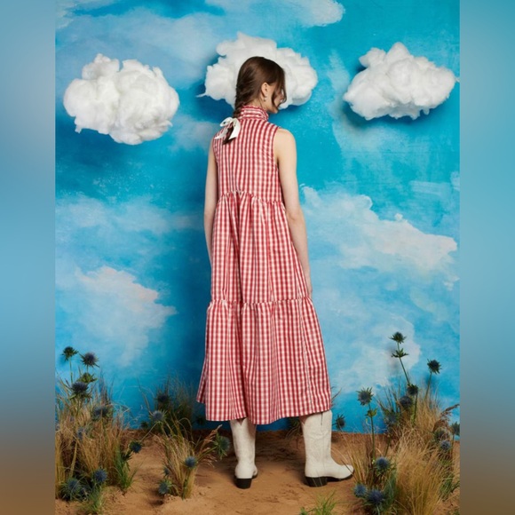 Sister Jane tie front gingham shirt dress in red - Picture 3 of 6